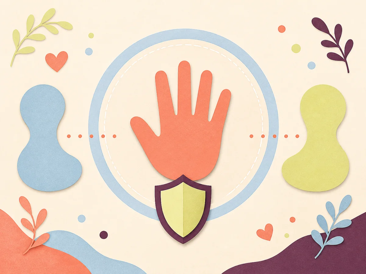 手掌、保護圈與盾牌象徵身體界線和自我保護